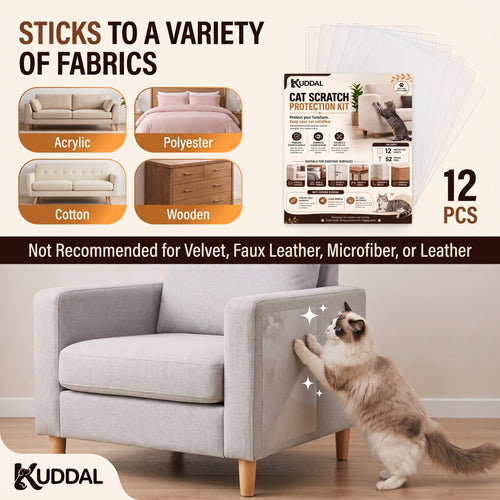 Cat Scratch Furniture Protector, 12 Clear Sheets with 52 Pins