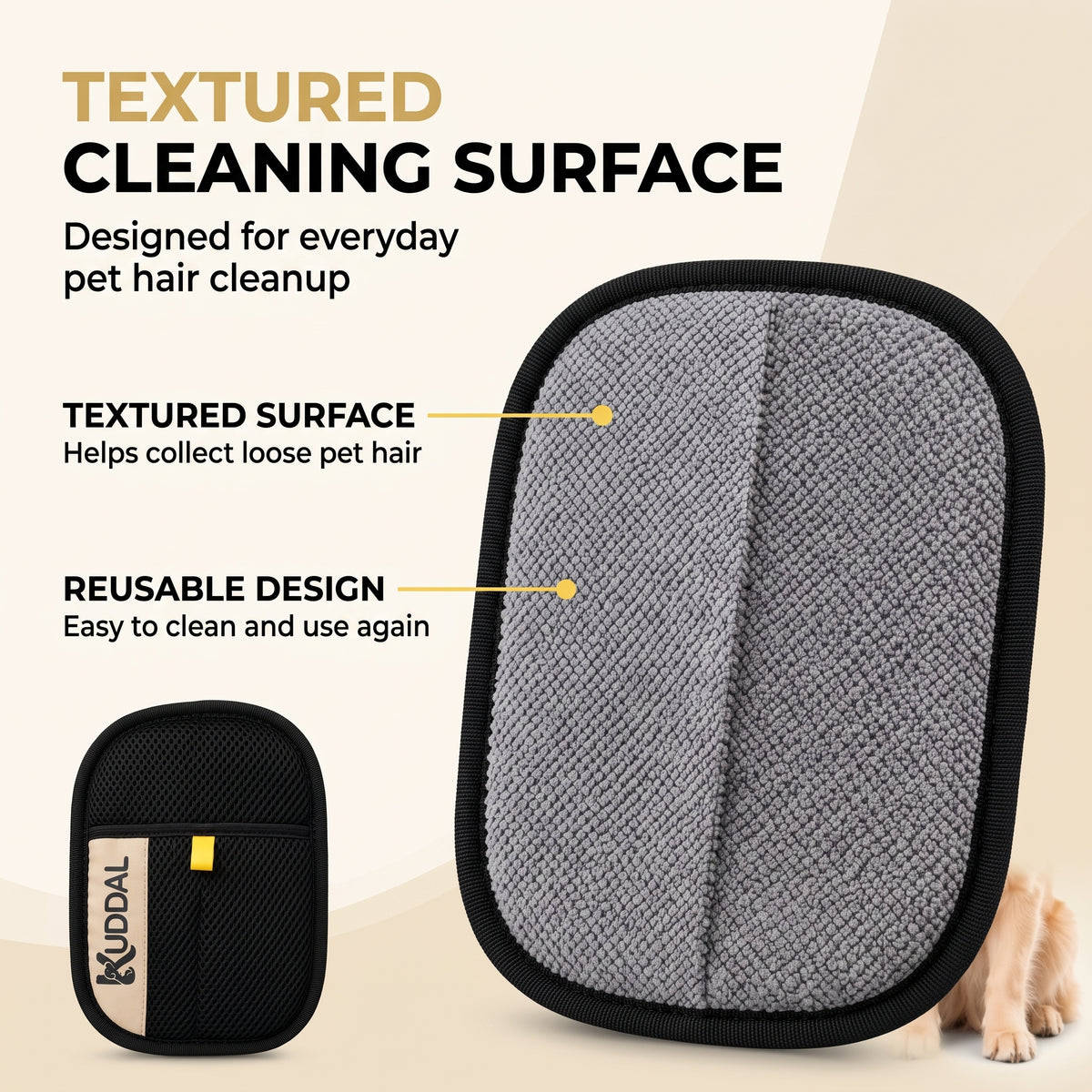 Pet Hair Remover Glove for Dogs & Cats, Reusable Fur Removal Mitt